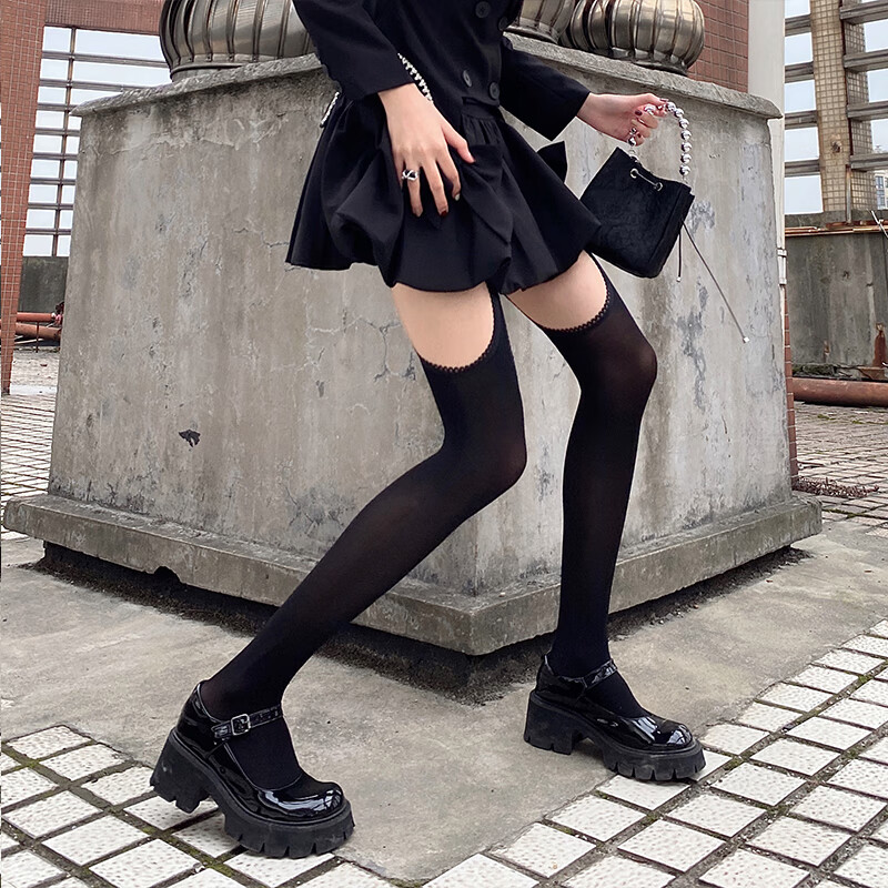 内裤女可插入一体式吊带丝袜黑色镂空性感连体长筒黑丝薄款透明连体