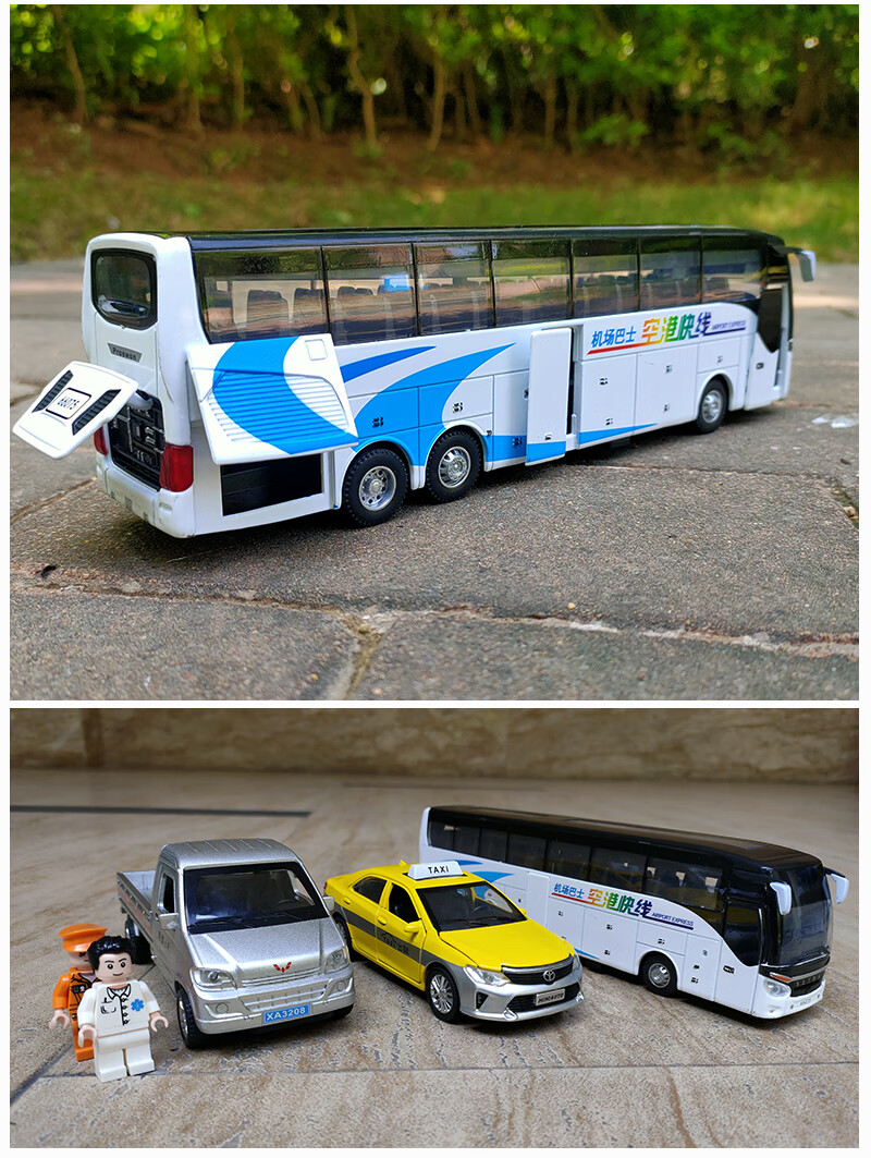合金属公交车玩具仿真大巴车公共汽车模型出租车儿童大号巴士男孩