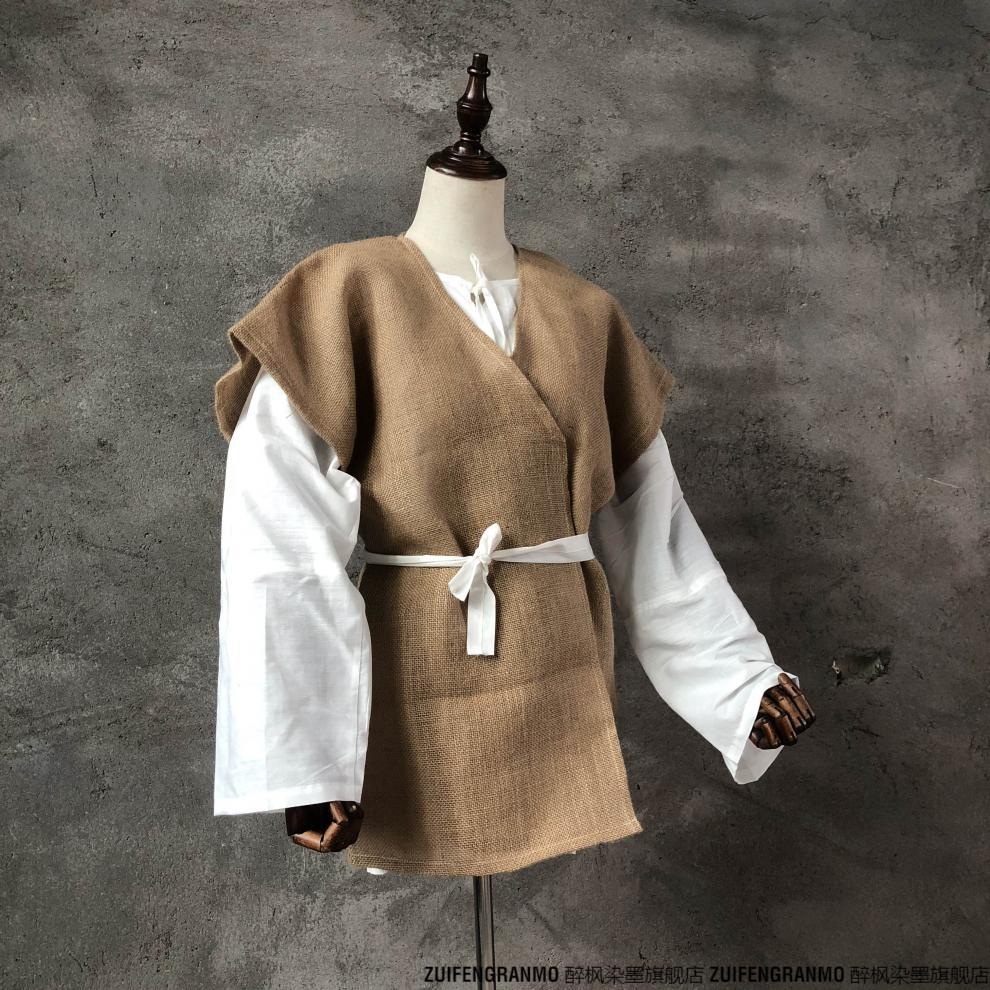 白事麻衣孝服 麻衣孝服披麻戴孝丧服男女孝子媳白事纯白内搭短款丧事