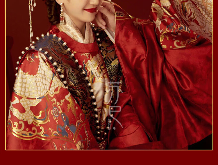 明制婚服明朝结婚婚宴皇后男女凤冠霞披套古装中式嫁衣夫妻套装情侣