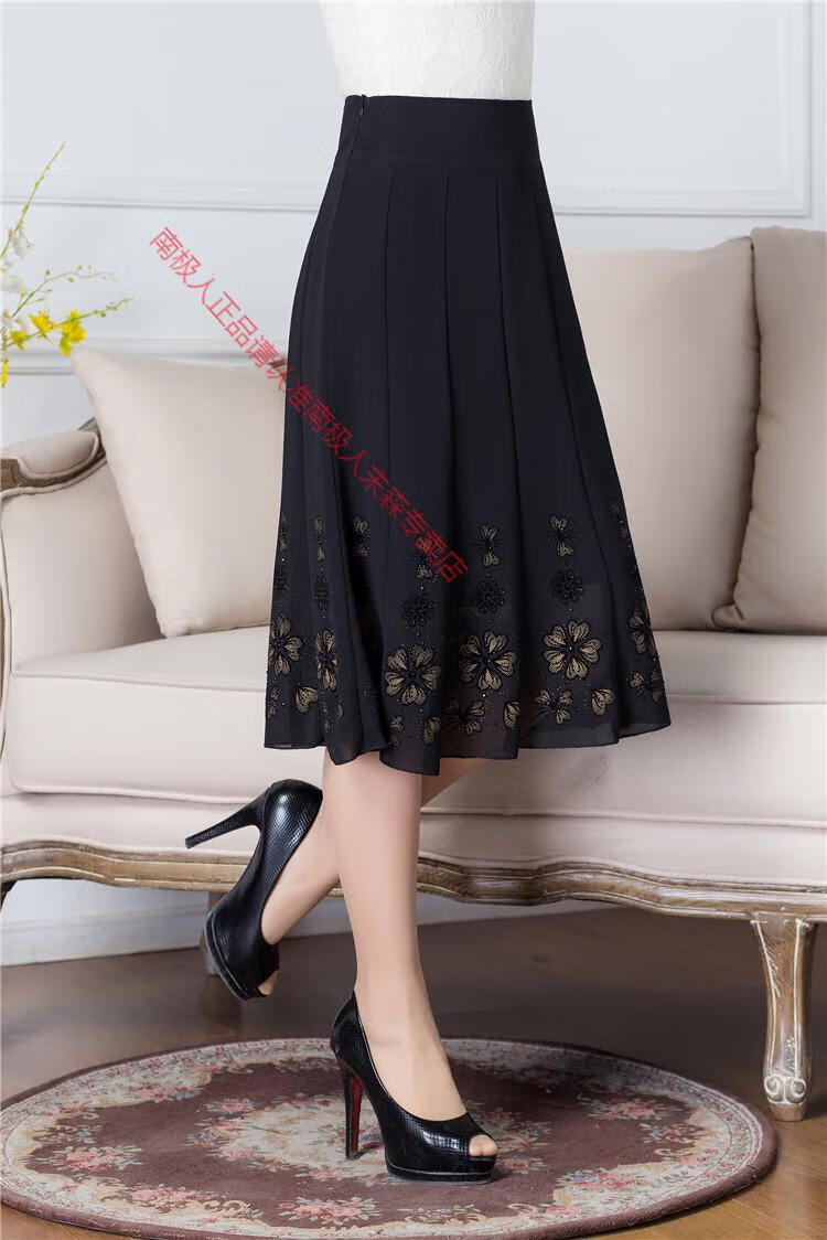 南极人品牌高端女装秋秋中老年半身裙子中长款加大女装中年妈妈短裙半