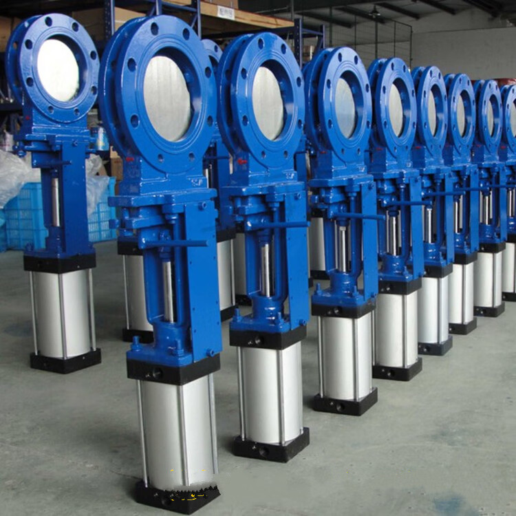 定制pz673hx10c铸钢气动刀型闸阀气动法兰浆液阀插板阀dn801200dn80