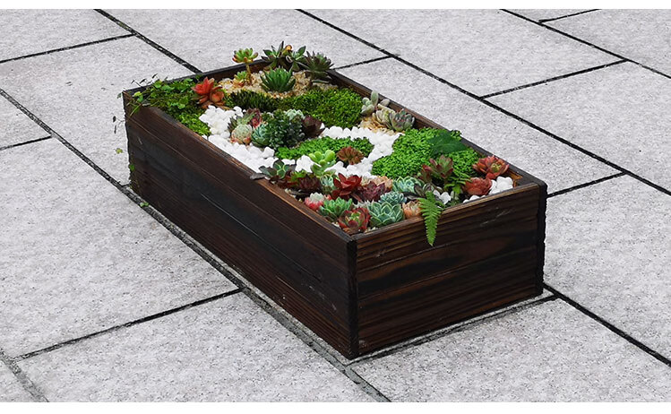 防腐木花箱创意户外多肉花池阳台庭院种菜花槽长方形碳化实木花盆花卉