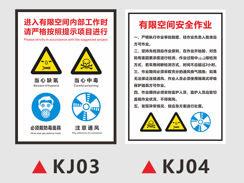有限空间安全警示牌标识受限空间警示标牌密闭空间危险告知牌定做kj04