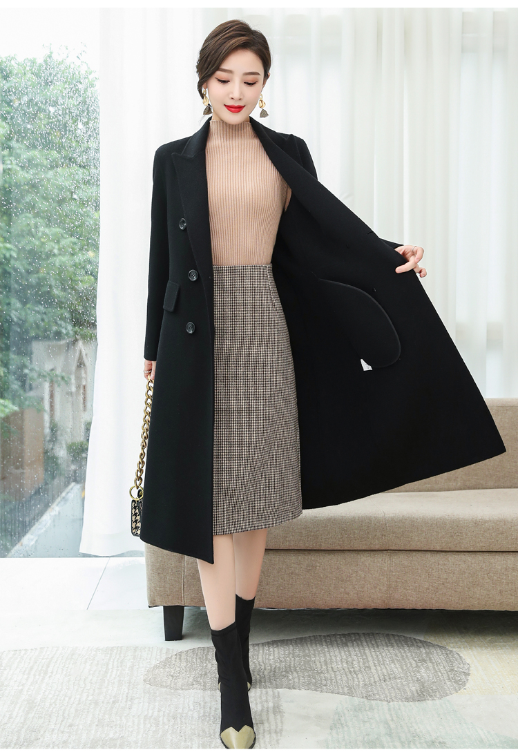 纪诗哲gievszhe轻奢品牌毛呢大衣女2021冬季新款女双面呢羊绒中长款