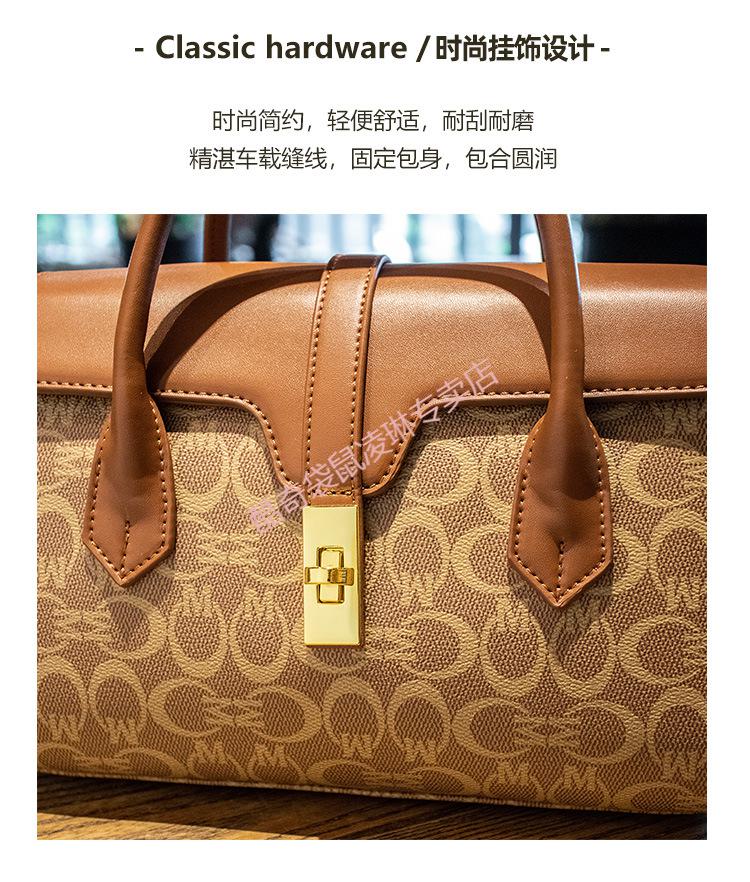 酷奇袋鼠老花女包复古包包2021新款时尚洋气妈妈款女士手提包棕色