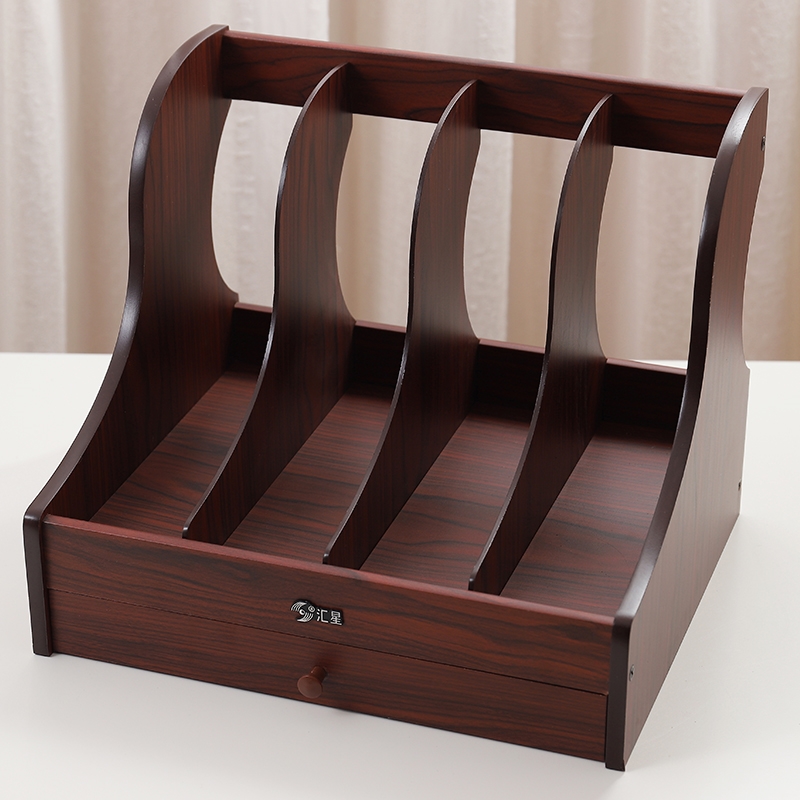 书立架木制文件夹书桌面办公木质大号分类收纳盒书立整理书本桌上木制