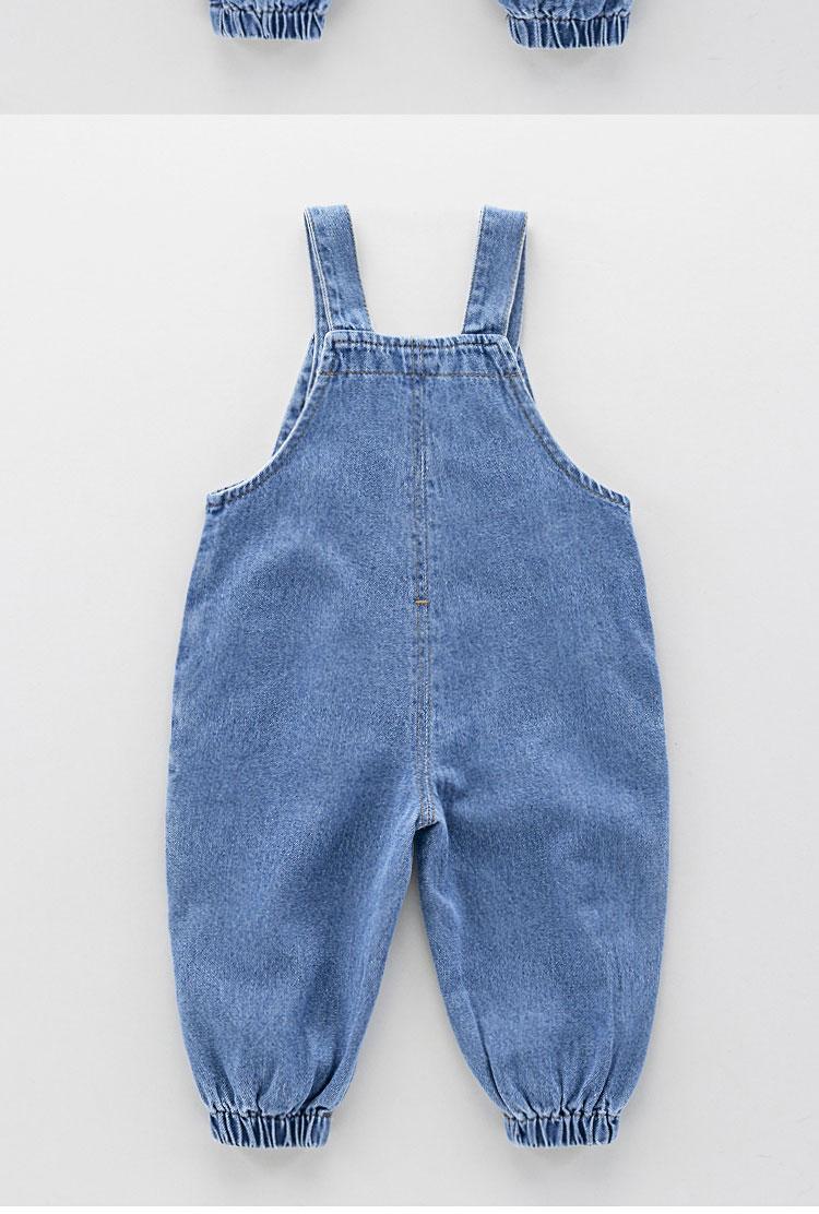 宝宝牛仔背带裤春秋时尚男女童纯棉可开档休闲裤婴儿裤子春装牛仔蓝