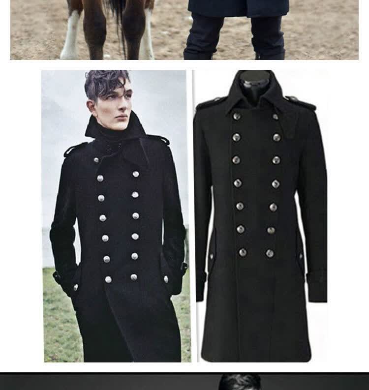 德军二战制服复古德国羊毛呢大衣时尚男装英伦风双排扣中长款加厚外套