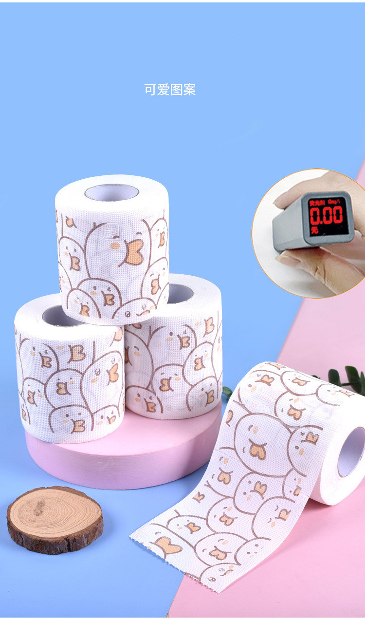 久洁开心鸭卷纸彩色时尚印花卷筒纸可爱卡通家用面巾卫生纸12卷