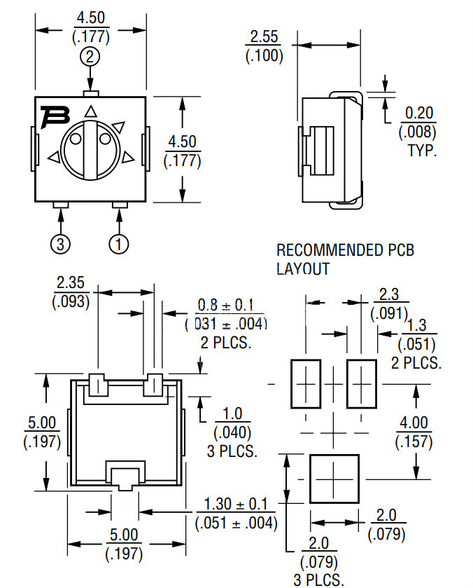 凯之讯贴片3314j1102103104202203502503e电位器可调电阻1k2022k5个