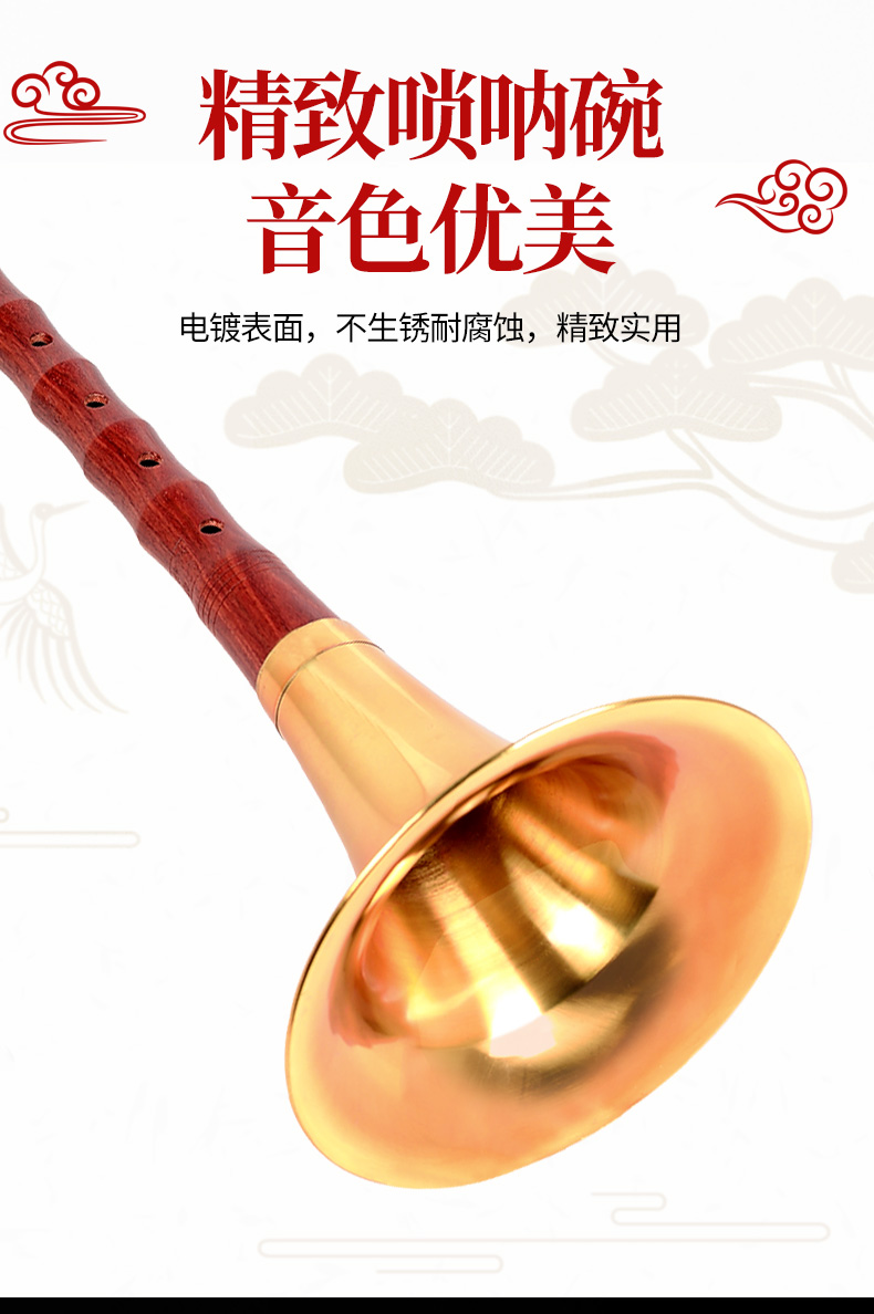 血檀木唢呐喇叭全套精品cefgd调初学者老演奏大小号民间精制血檀木d调