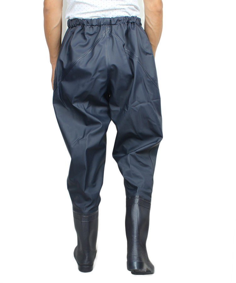 恬弯防水雨裤男女加厚半身松紧齐腰下水裤钓鱼捕鱼赶海连体长筒下水鞋