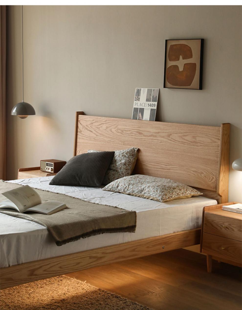 隐山愫木全实木床家具原木大床黑胡桃橡木北欧简约日式卧室实木双人床