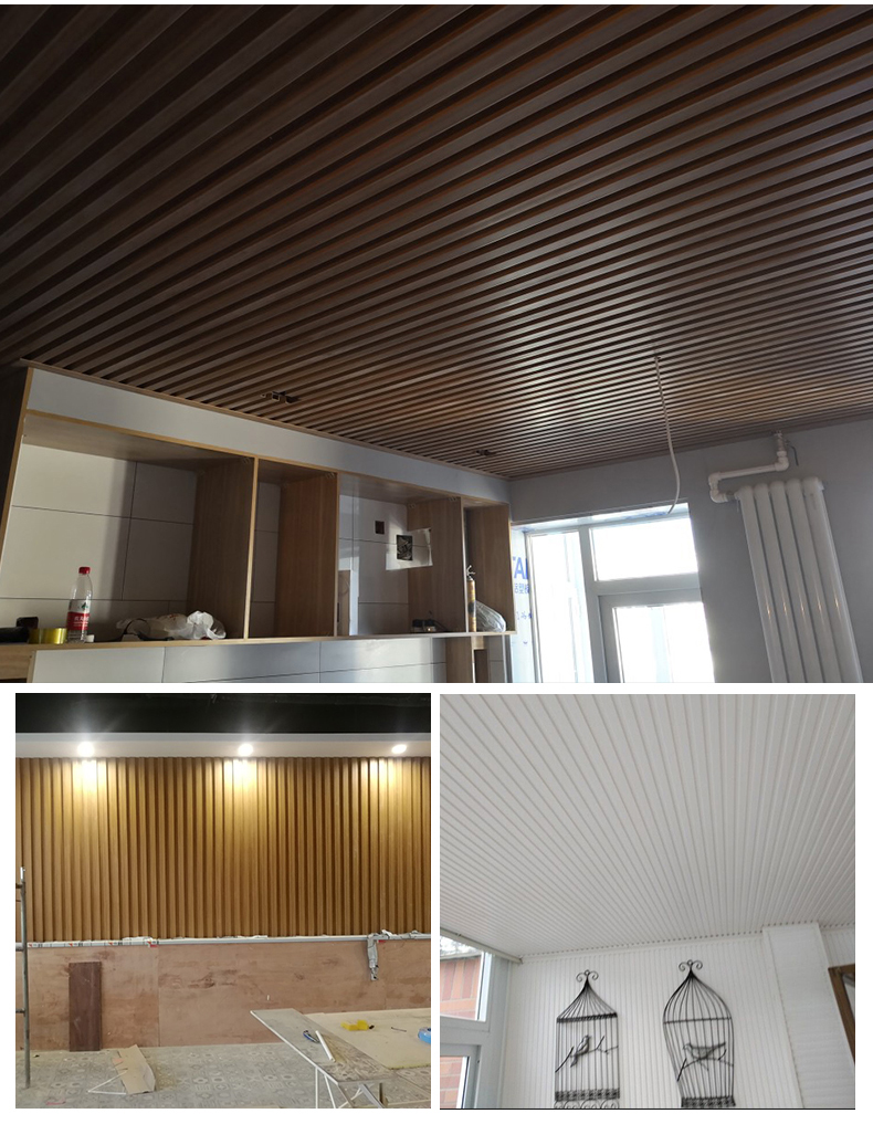 生态木195高槽长城板护墙板墙裙木格栅pvc扣板吊顶装饰材料绿可木195