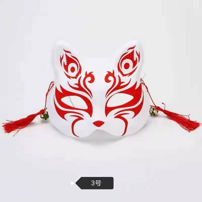 猫面具半脸古风二次元萤火之森动漫网红万圣节道具北极象彩莲花1个装