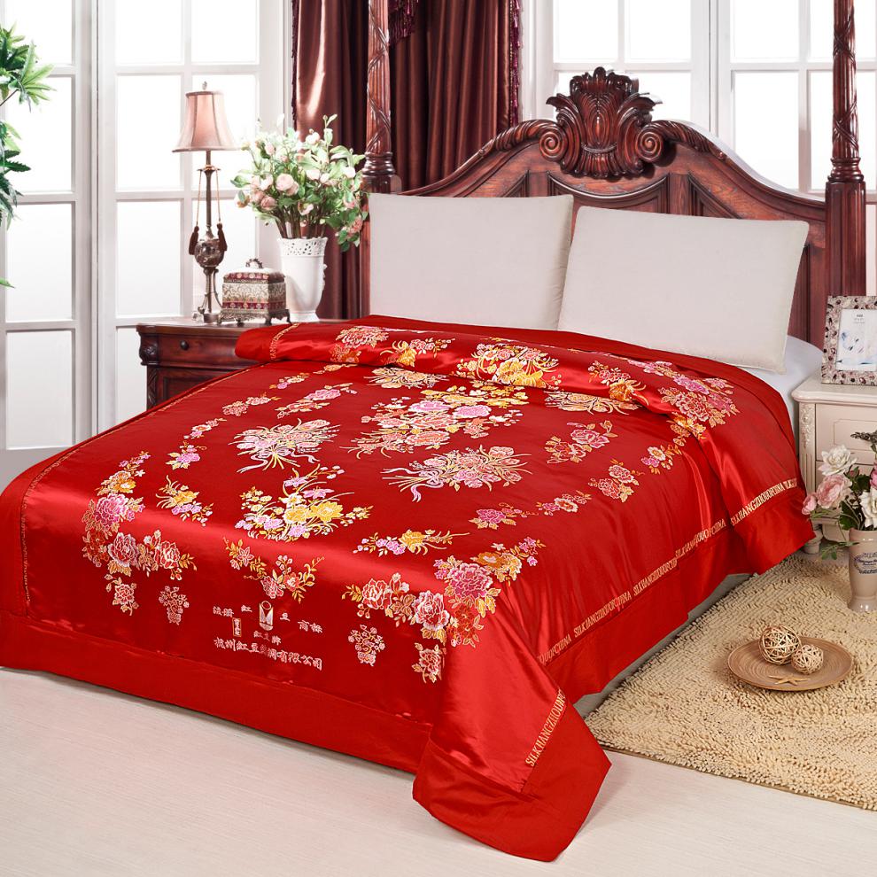 杭州丝绸缎子被套杭州传统织锦缎软缎绸缎面被面子婚庆