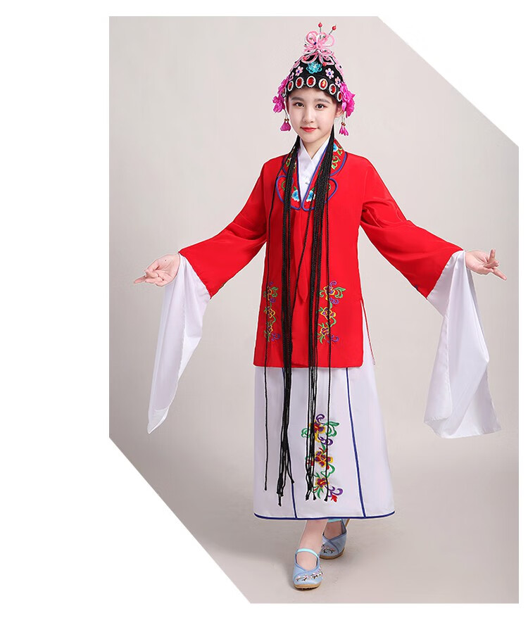 舒弗星新款梨园戏曲京剧黄梅戏舞蹈青衣俏花旦练功水袖演出服装女帔