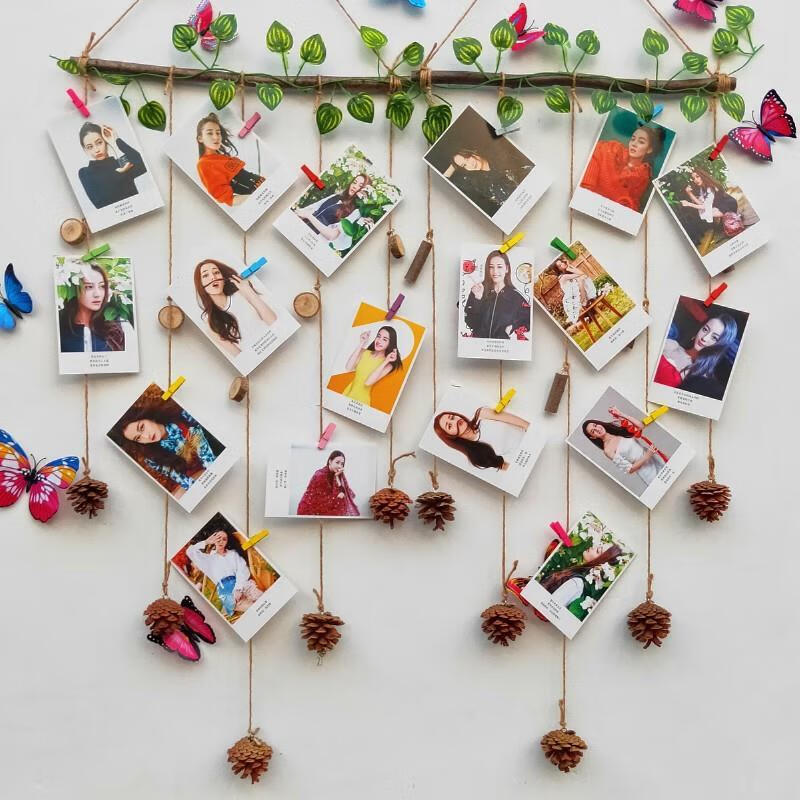 欣皇家居优选装饰壁饰挂照片创意手工干树枝麻绳田园现代简约2号ab款