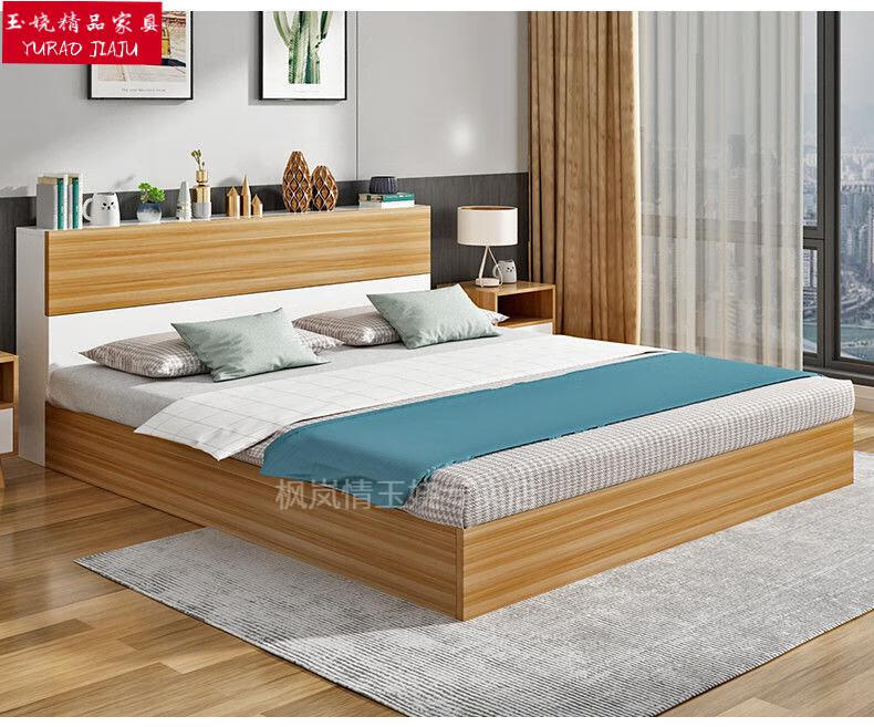 两米乘两米二大床加厚板式床简约现代双人榻榻米实木床经济型单人床床