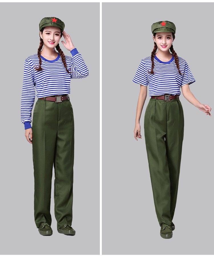 红服80年怀旧知青服装学生合唱服海魂衫表演服服装 海魂衫长套装 110