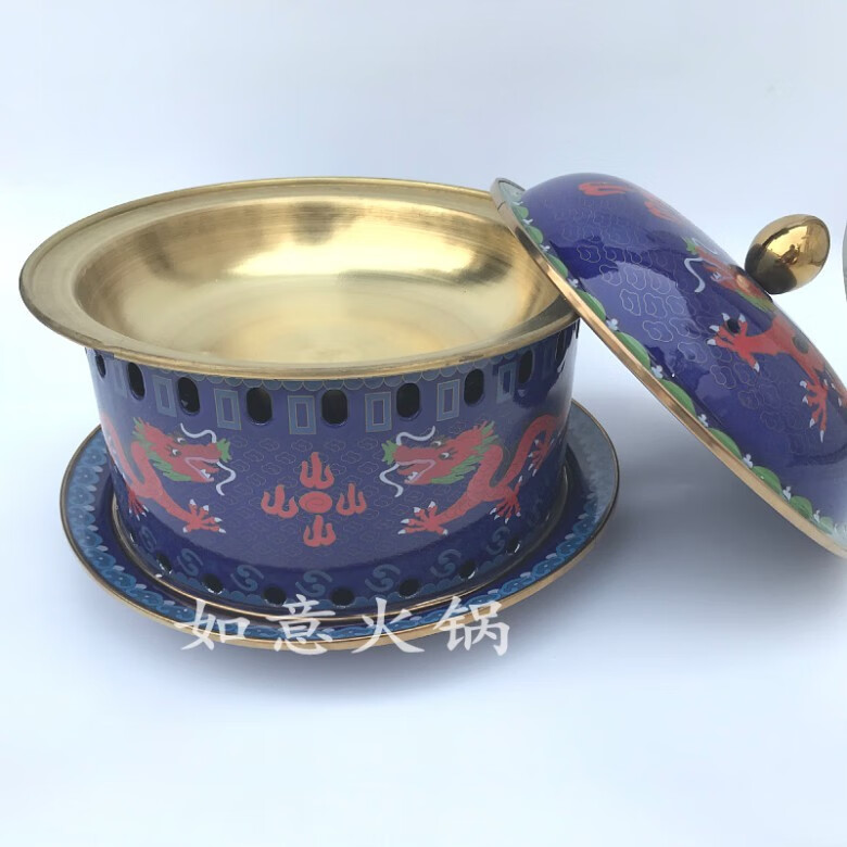 蒙古熬奶茶锅蒙古奶茶铜锅新款珐琅搪瓷酒精铜火锅菊花锅御锅蒙古风情