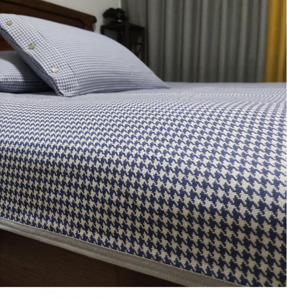 恒源祥品牌家纺轻奢高档提花老粗布凉席三件套纯棉冬夏季两用加厚亚麻