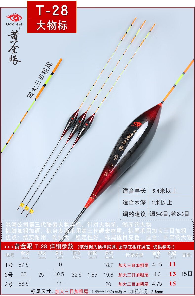 黄金眼浮漂鱼漂黄金眼大物漂巨物漂三目加粗尾醒目浮漂电子鱼漂黄金眼
