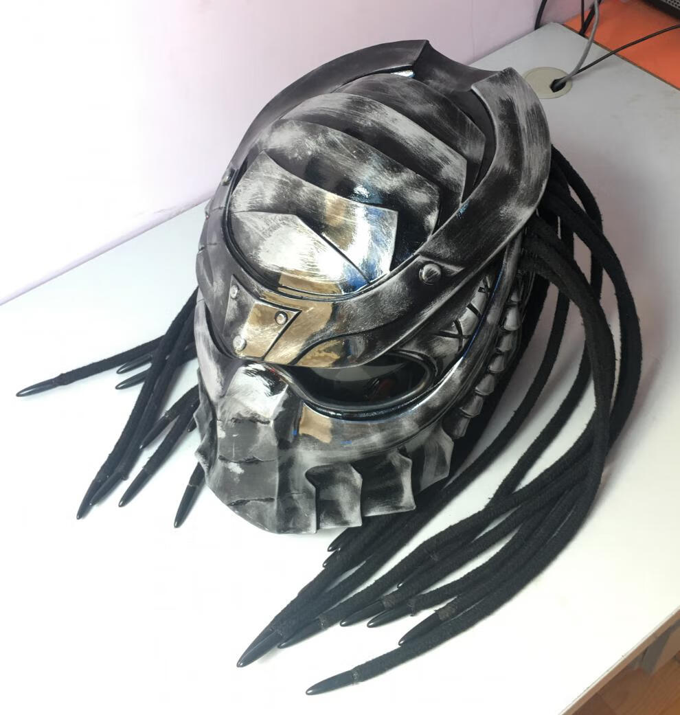 铁血战士头盔异形猎食者全盔个性头盔哥摩托车男哈雷机车炫酷科幻银色