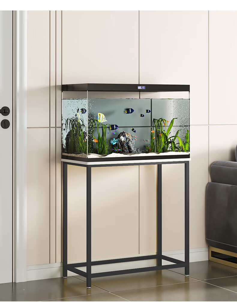 墙水族箱定做铁艺小型鱼缸底座架子 40-30-70金色框架双层【图片 价格