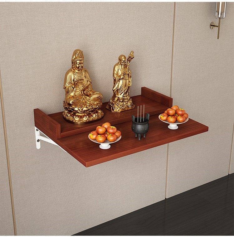 放财神爷的供台架子财神柜挂墙家用香炉神台桌观音佛像供奉摆放台柚木