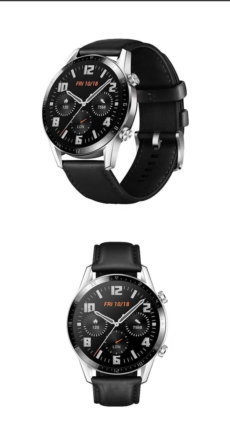 适用华为gt2手表带gt2小牛皮荣耀magic2watch2pro华为gt2e牛皮表带