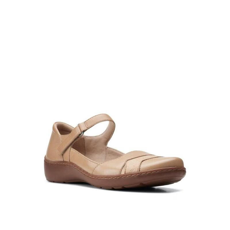 clarks其乐女鞋皮鞋玛丽珍鞋浅口秋冬懒人一脚蹬11875421sandleather