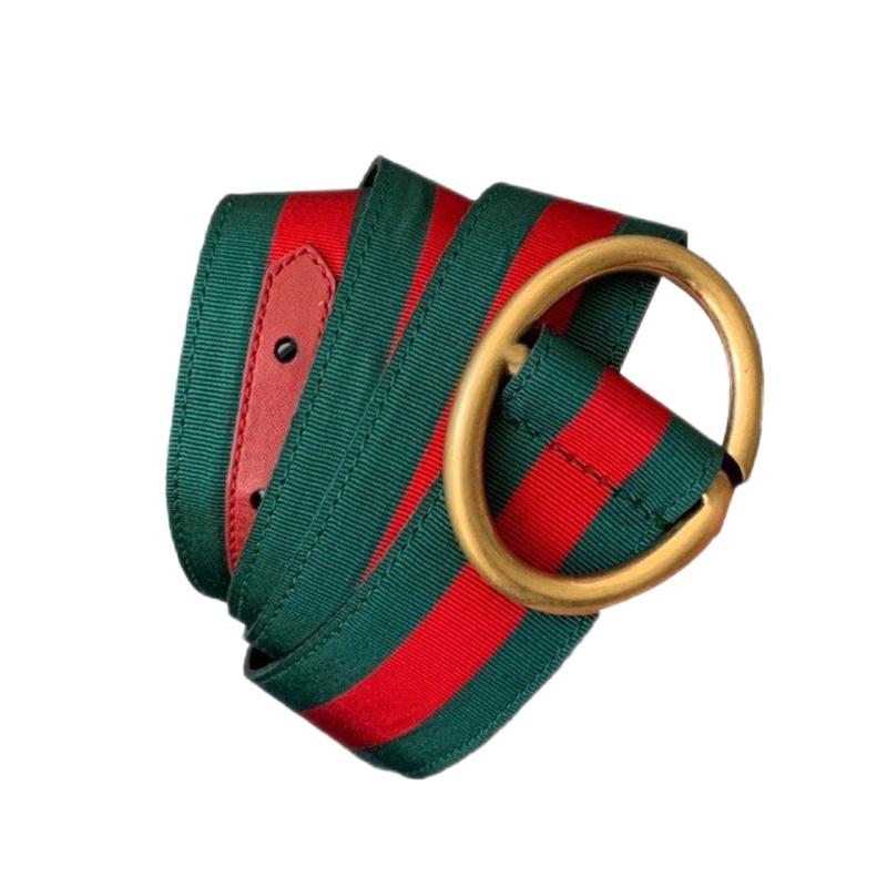精品古驰gucci休闲绿红绿帆布配牛皮腰带奢侈品礼物撞色95