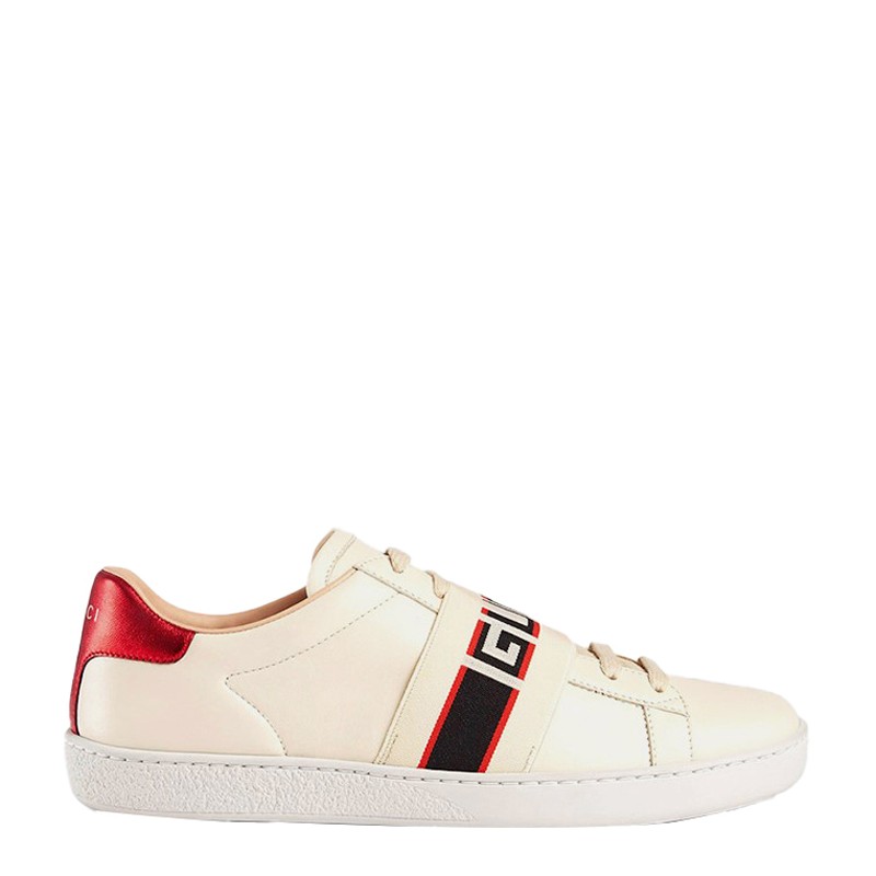 新年礼物gucci古驰新款女士条纹小白鞋国内现货白色系意码345