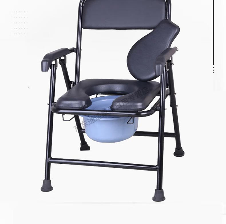 马桶老年人加固大便椅残疾人坐便器款不锈钢o型孔座面黑色可调节高度