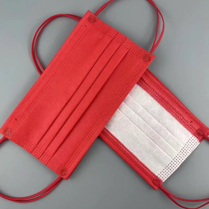 国庆节口罩大红色喜庆简洁一次性口罩结婚节日中国红三层防护成人过节