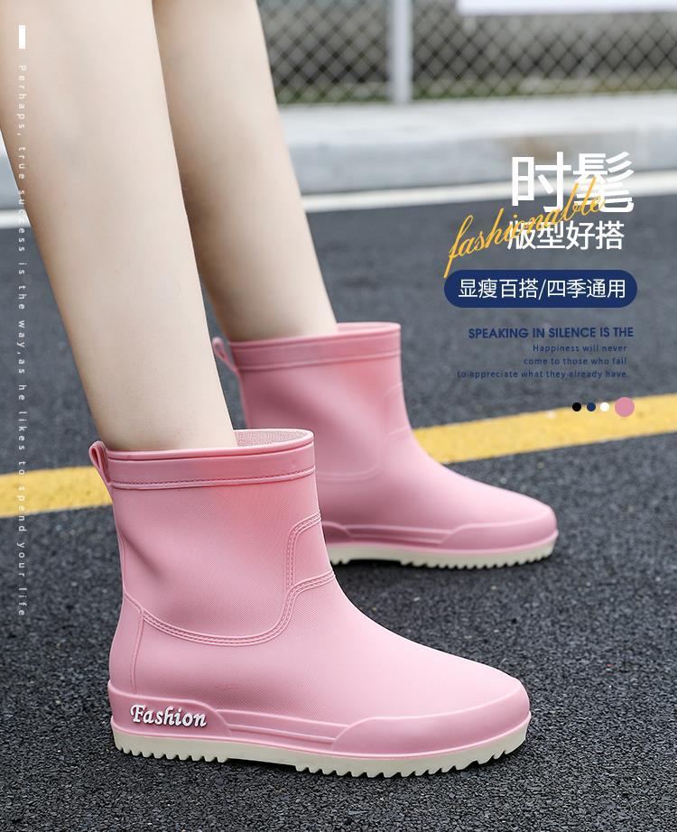 洗车防水鞋女雨鞋女雨靴韩版时尚成人女四季胶鞋加棉耐磨工作保暖530