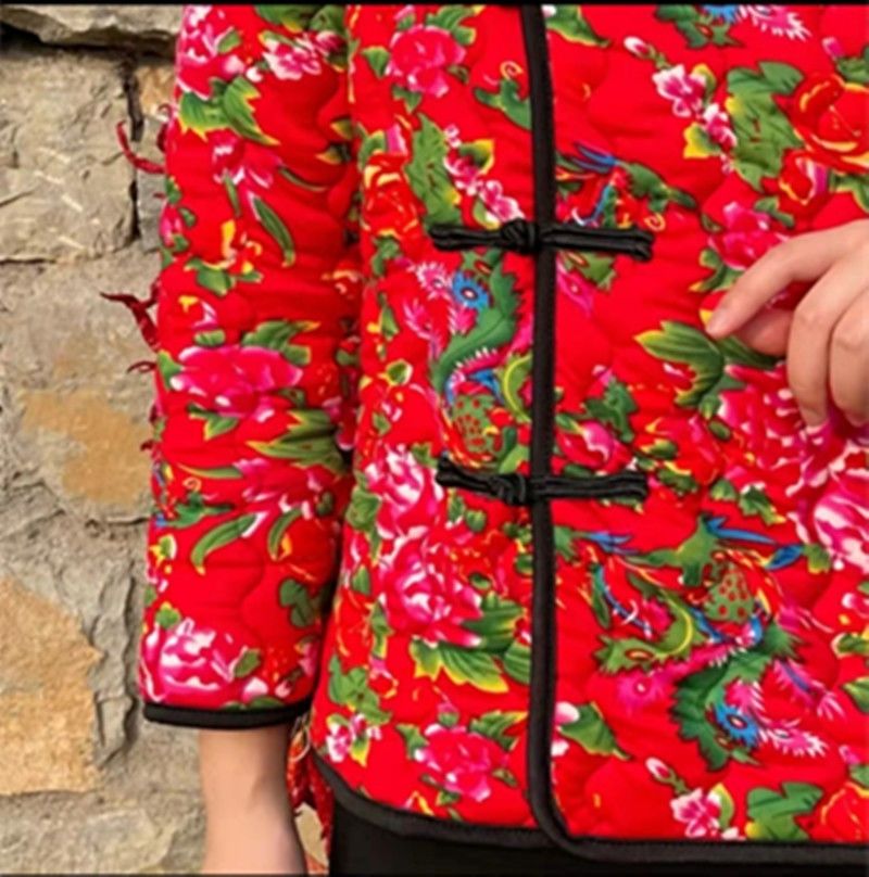东北花棉袄女民族风小花袄冬季加厚东北大花袄碎花棉服棉衣花棉袄短款