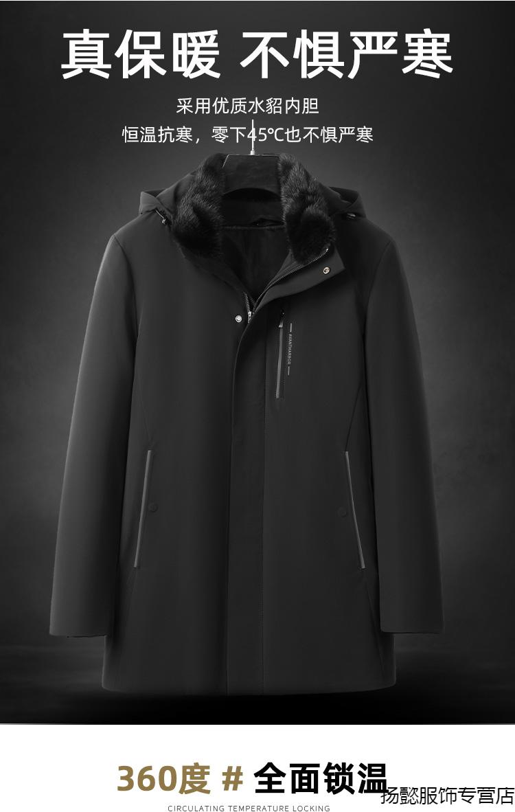 高端品牌男士穿的派克服男貂内胆皮毛一体中长款水貂尼克服男士皮草