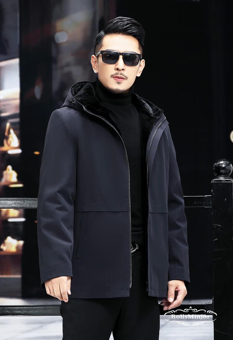 劳斯名爵轻奢品牌派克服男2022新款貂皮大衣貂绒内胆整貂中长款尼克服