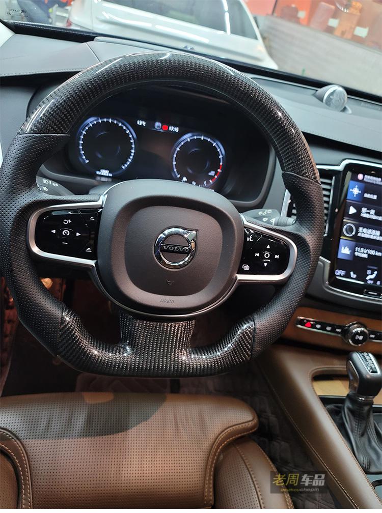 适用于适用沃尔沃桃木方向盘s60s90xc60xc90v60v90cc碳纤维内饰改装