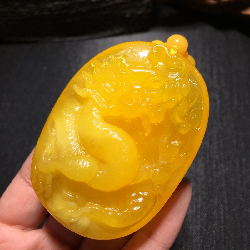 龙延香挂件 天然老蜜蜡龙牌吊坠男女十二生肖龙延香龙凤项链挂件长款