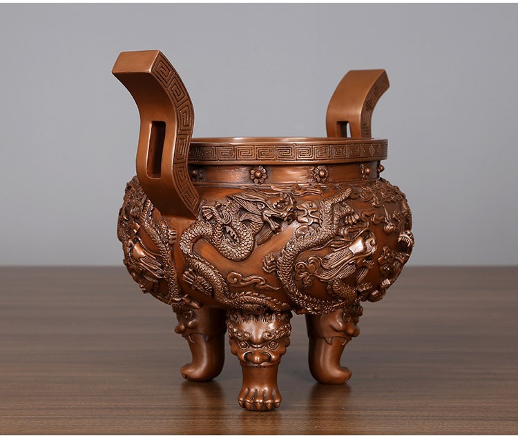 奥丹伊纯铜大号九龙鼎摆件铜鼎工艺品客厅办公室装饰品公司店铺开
