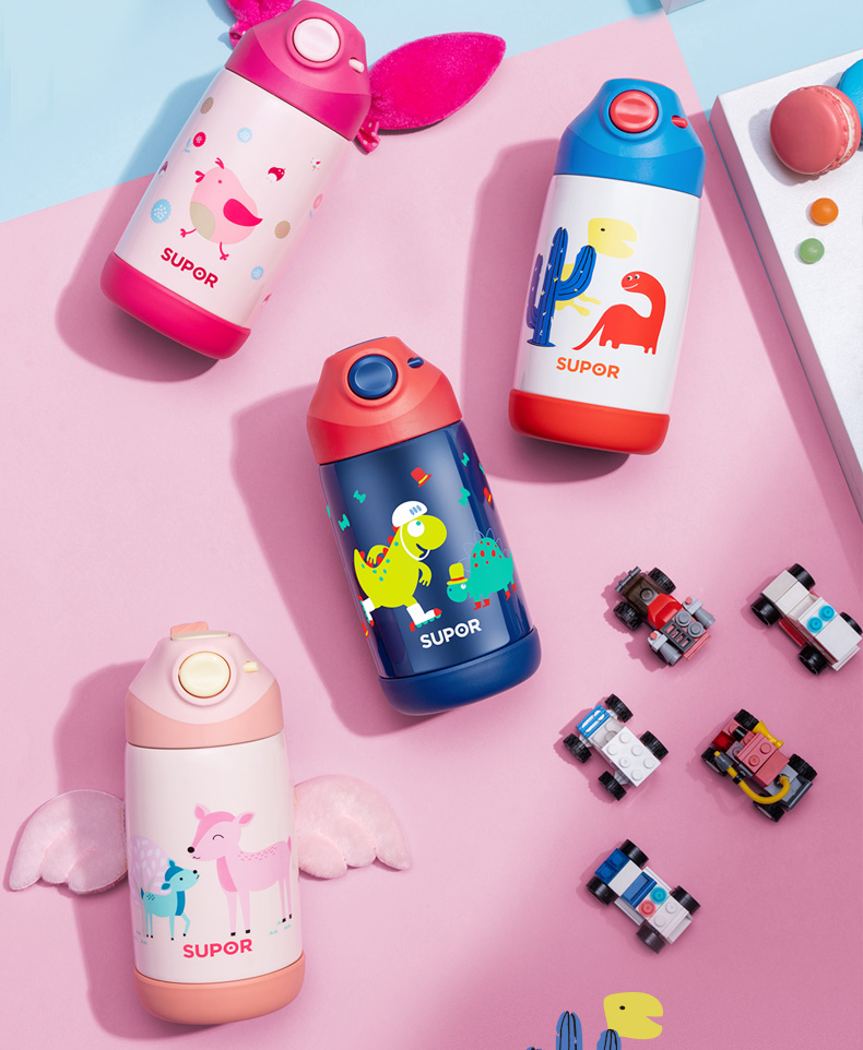 全新苏泊尔supor儿童保温杯水杯带吸管316l不锈钢杯子大容量小学生