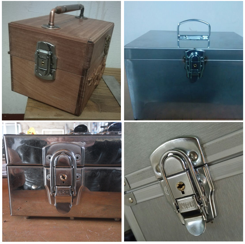 搭扣箱子锁铝合金工具箱锁扣木箱固定卡扣五金箱扣带锁 金箱扣带锁