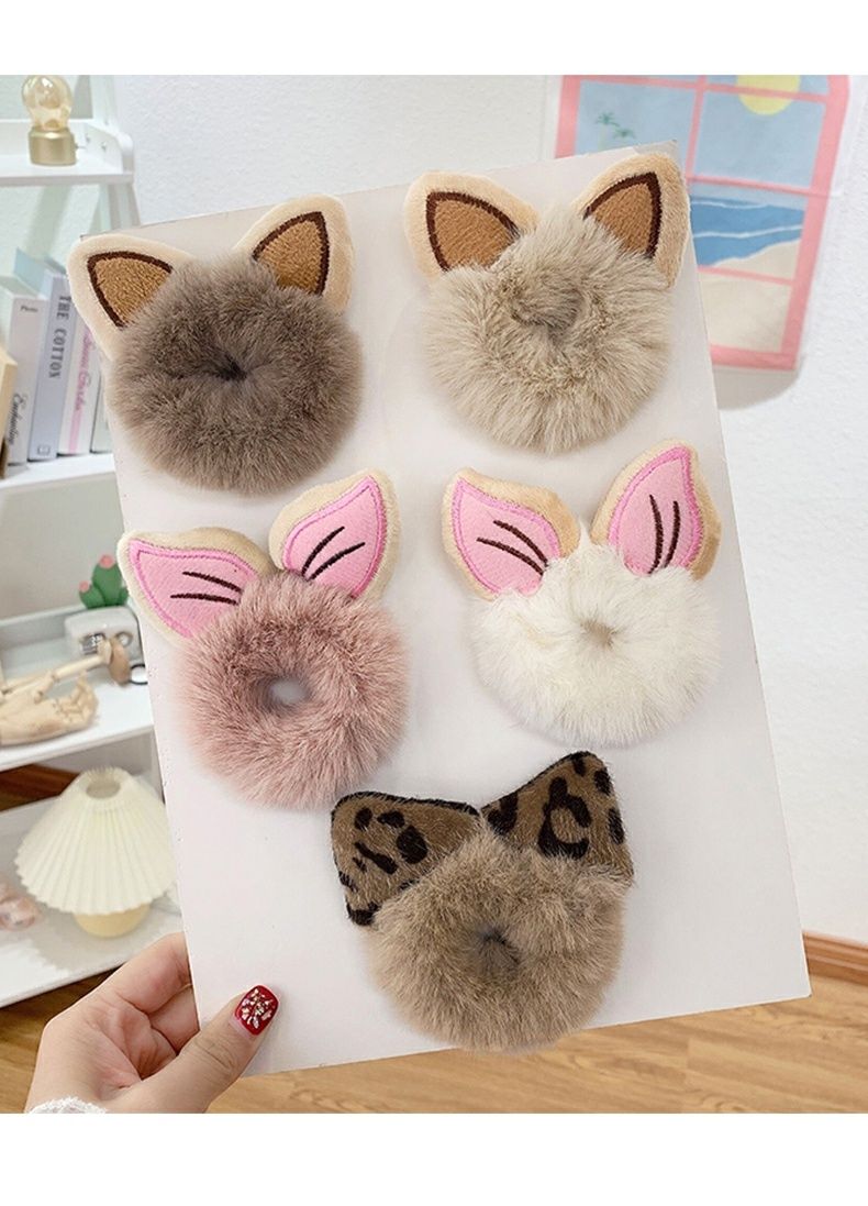 儿童发圈毛绒橡皮筋头绳女孩可爱头饰女童头花扎头发皮筋女发饰浅咖