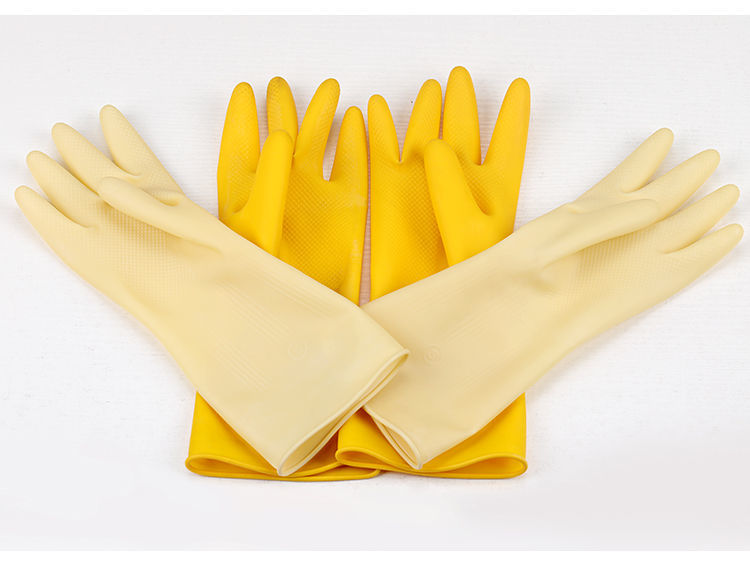 牛筋乳胶加厚耐用天然橡胶家务厨房防水洗碗胶皮保洁手套m中号5双装