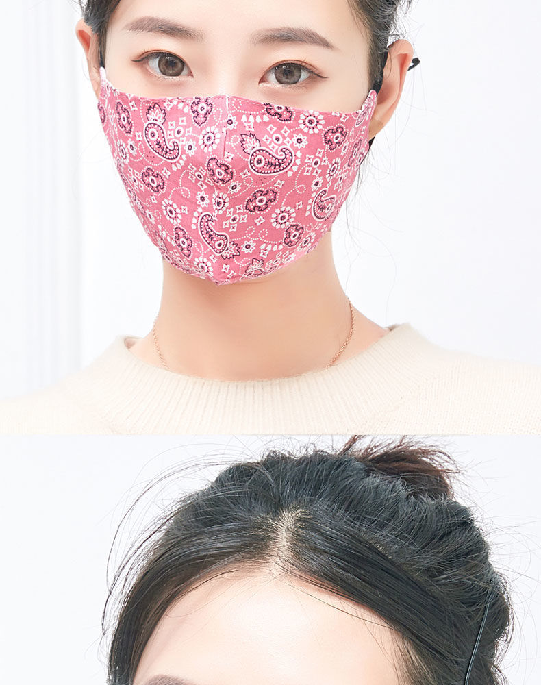 爱熙蜜秋冬口罩时尚潮流骑行韩版棉布水洗加大厚印花口罩女款秋冬季