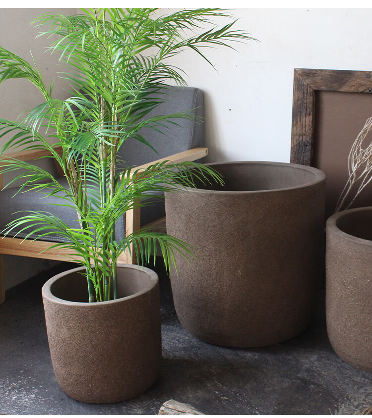 花盆大号栽树简约花盆粗陶大口盆大码花盆大号栽树盆种树大盆客厅北欧